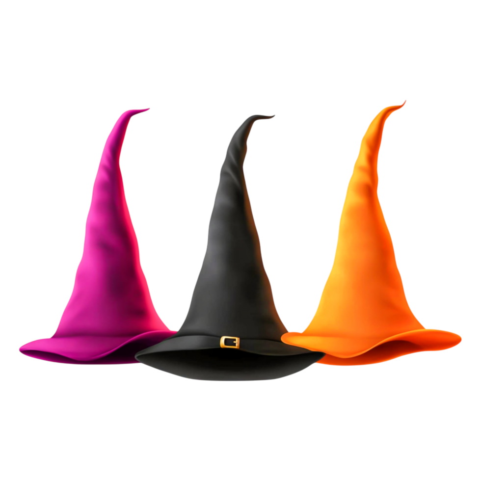 Colorful Witch Hats in Various Styles Perfect for Halloween Events png