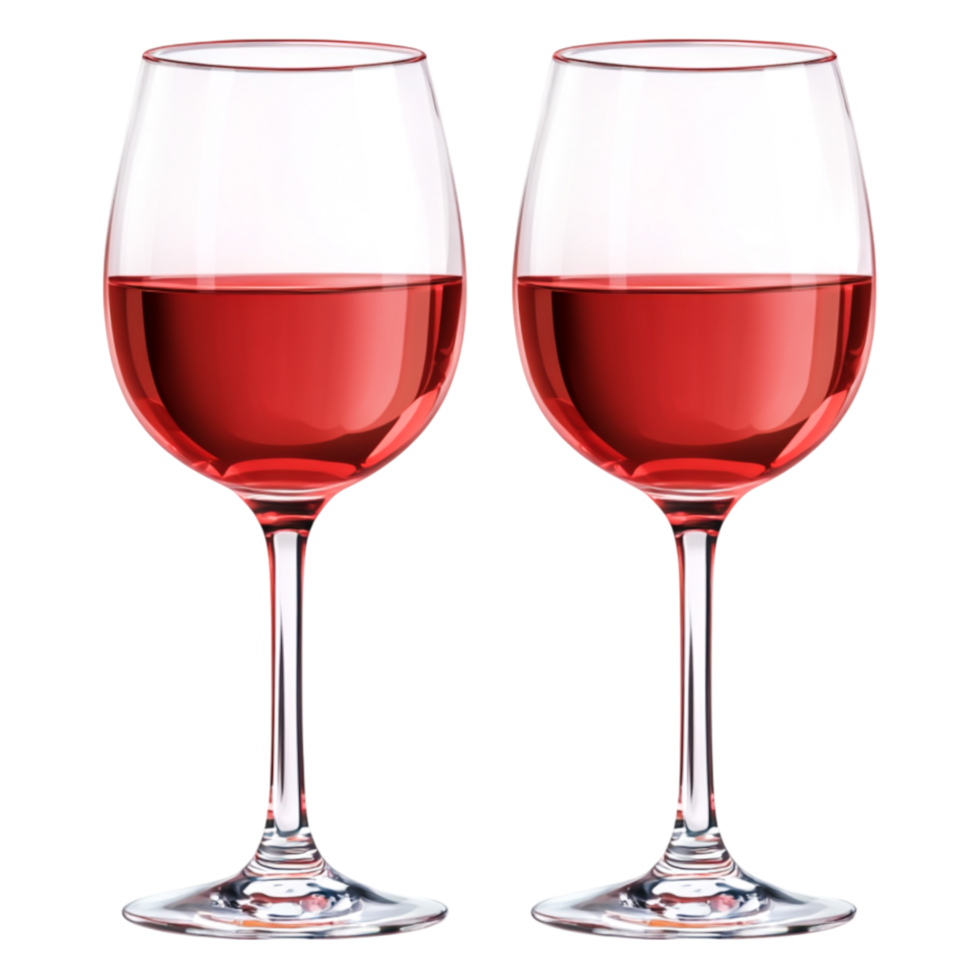 Two Elegant Wine Glasses Filled with Red Wine on png