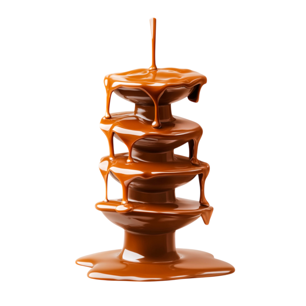 Rich and Glossy Chocolate Fountain Flowing and Dripping Alluringly png