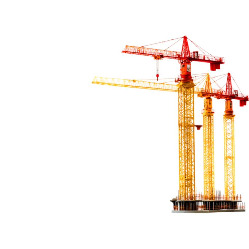 Construction cranes working at a site during bright daylight hours png