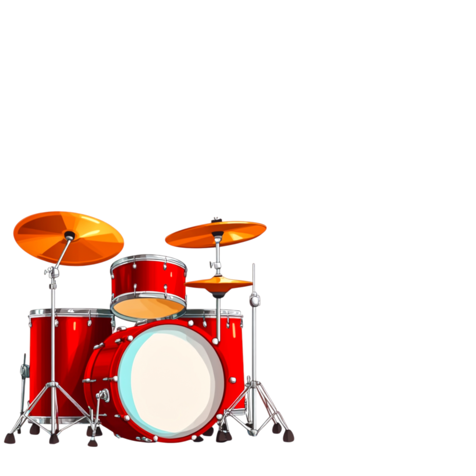 Bright Red Drum Set with Cymbals for Music and Performance png