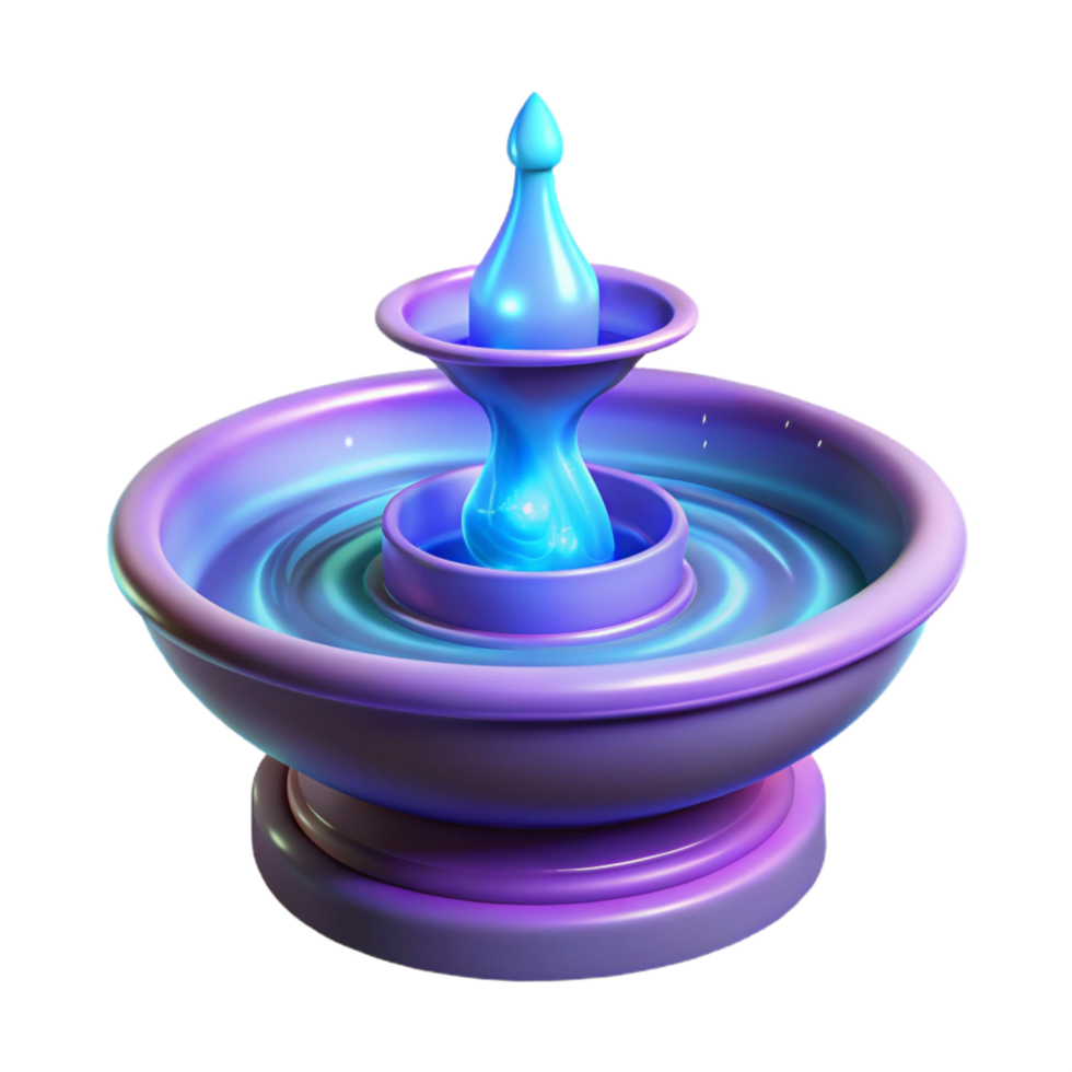 Abstract Swirling Water Fountain 3D Render of a Vibrant, Colorful Sculpture png