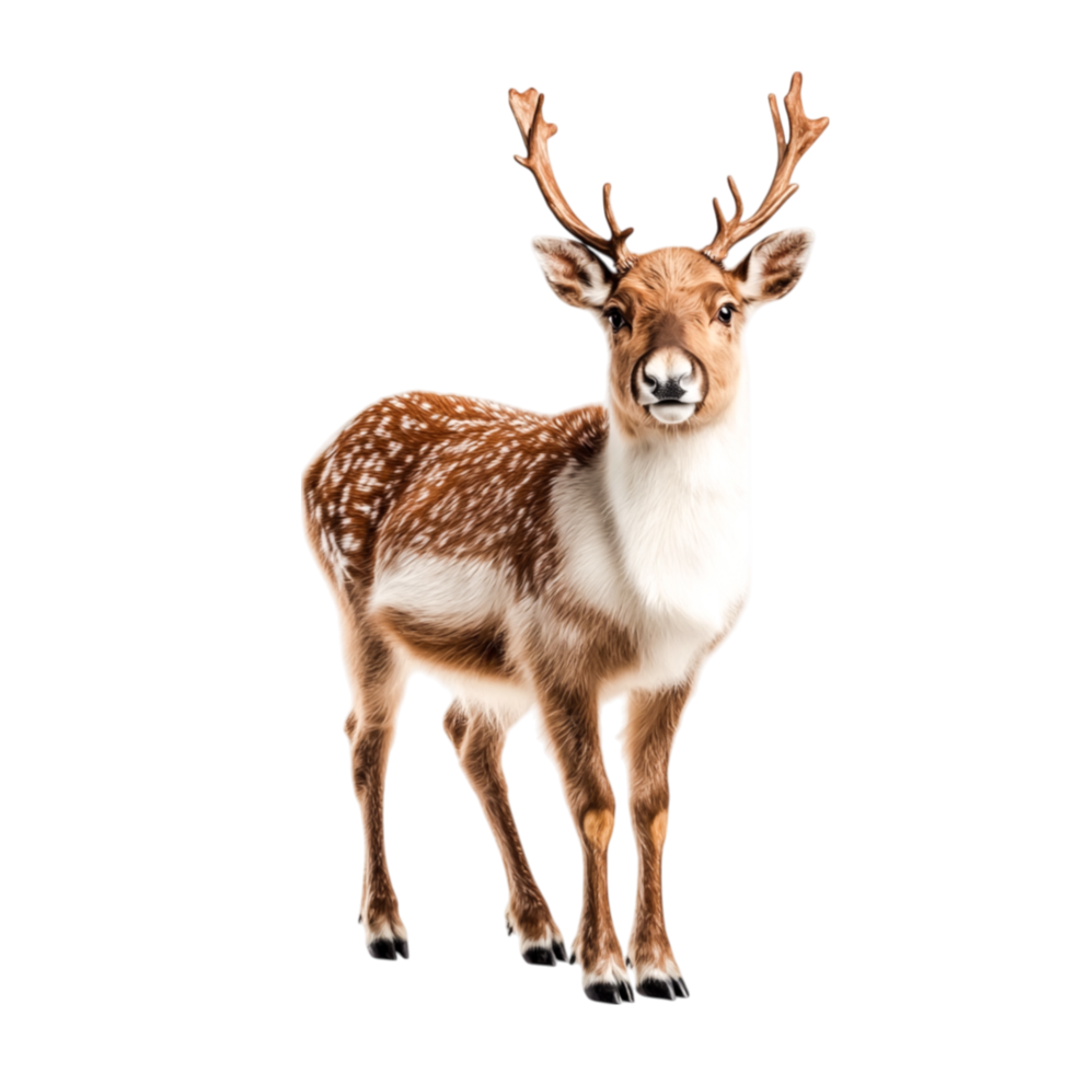Beautiful Young Deer with Spots and Antlers Standing Gracefully png