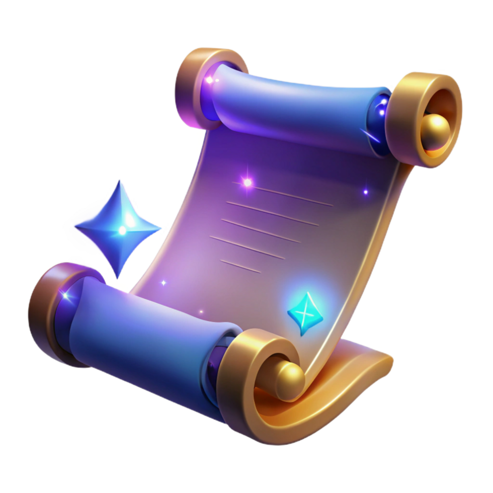 Magical Scroll Unveiling Secrets with Glowing Gems and Enchanting