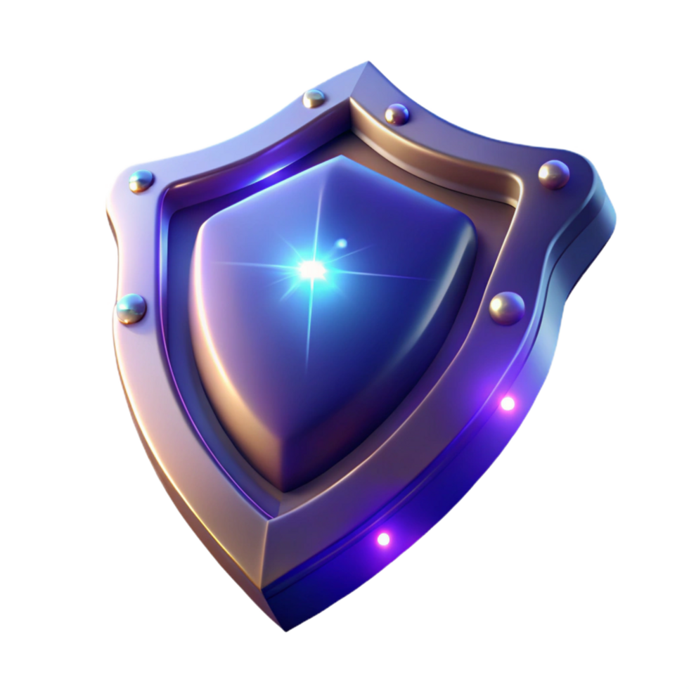 Glowing Metallic Shield Digital Security Icon png