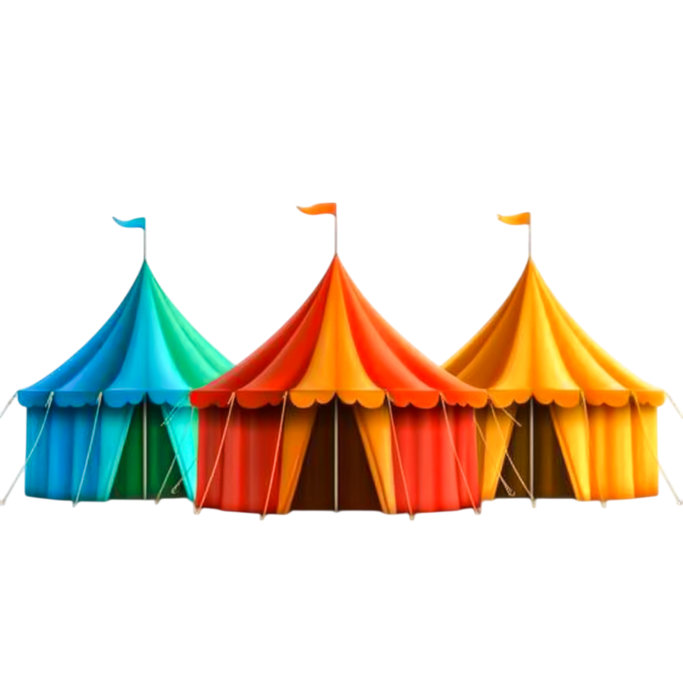 Colorful Circus Tents Under Clear Sky in Bright Daylight Setting png