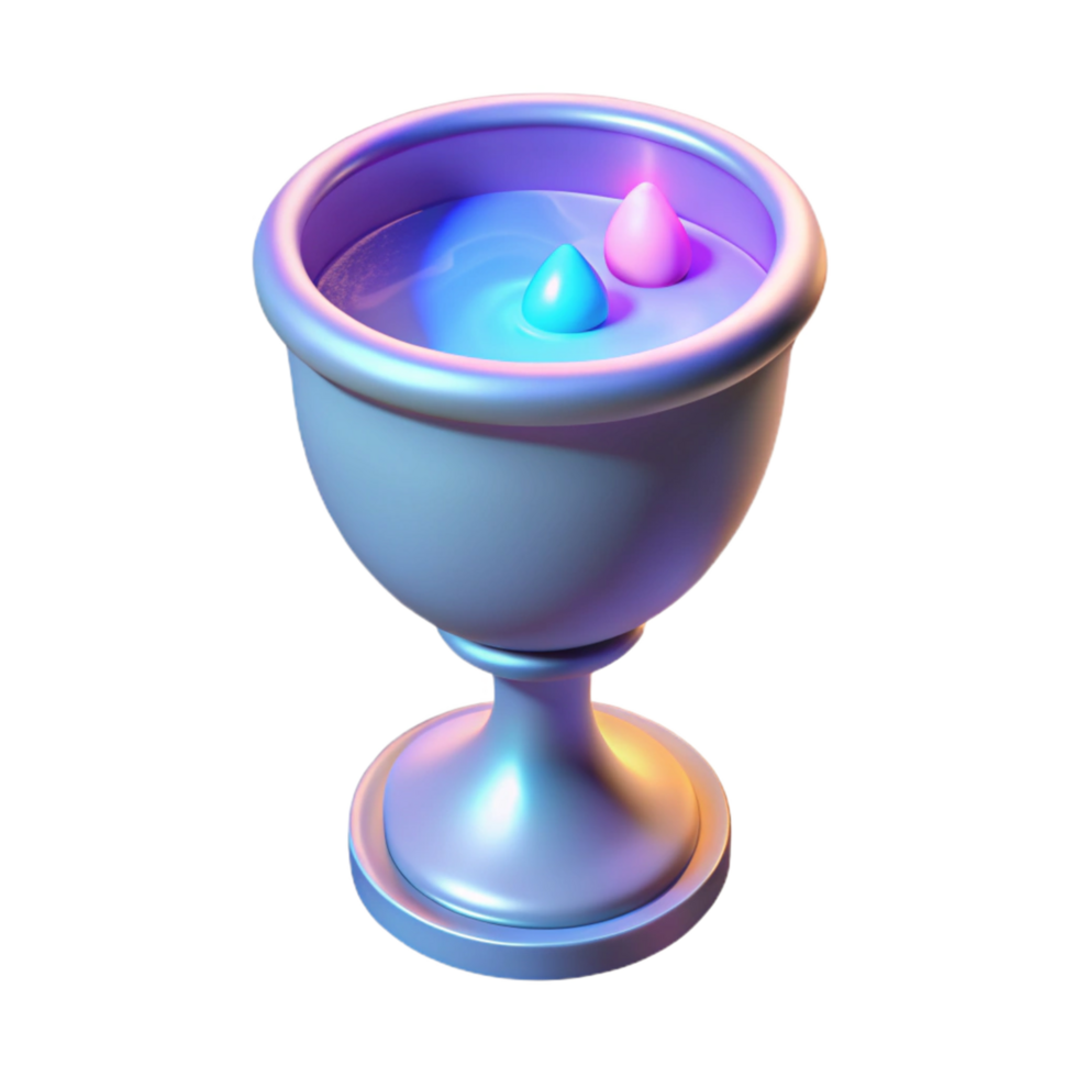 Goblet with Two Drops of Liquid Abstract 3D Render png