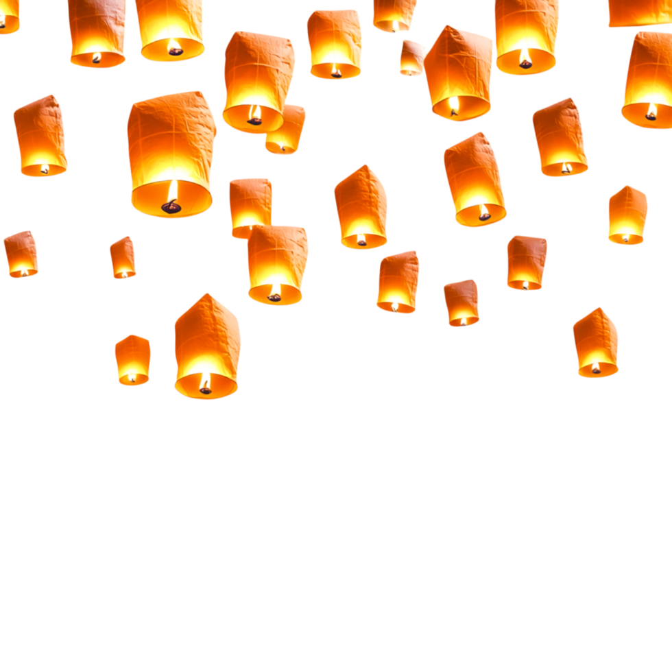 Floating Lanterns Illuminating the Night Sky in a Magical Festival png