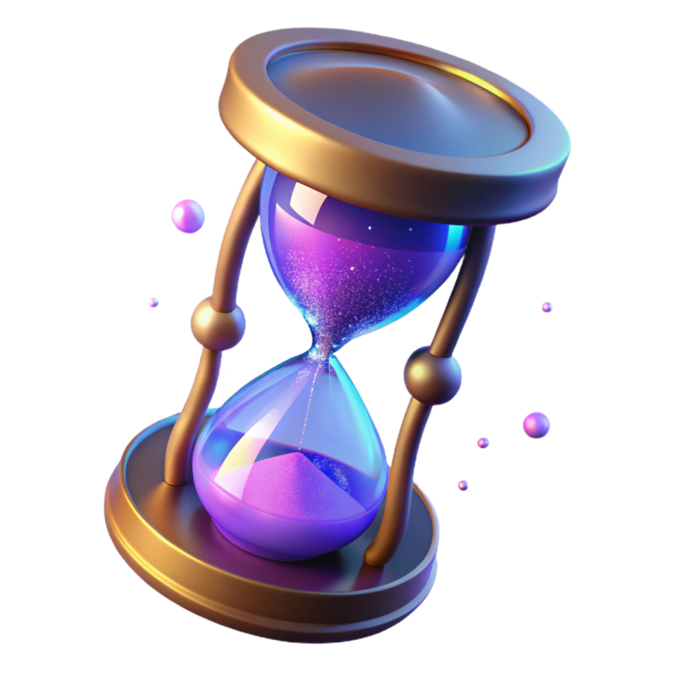Ephemeral Moments A 3D Render of a Glittering Hourglass png