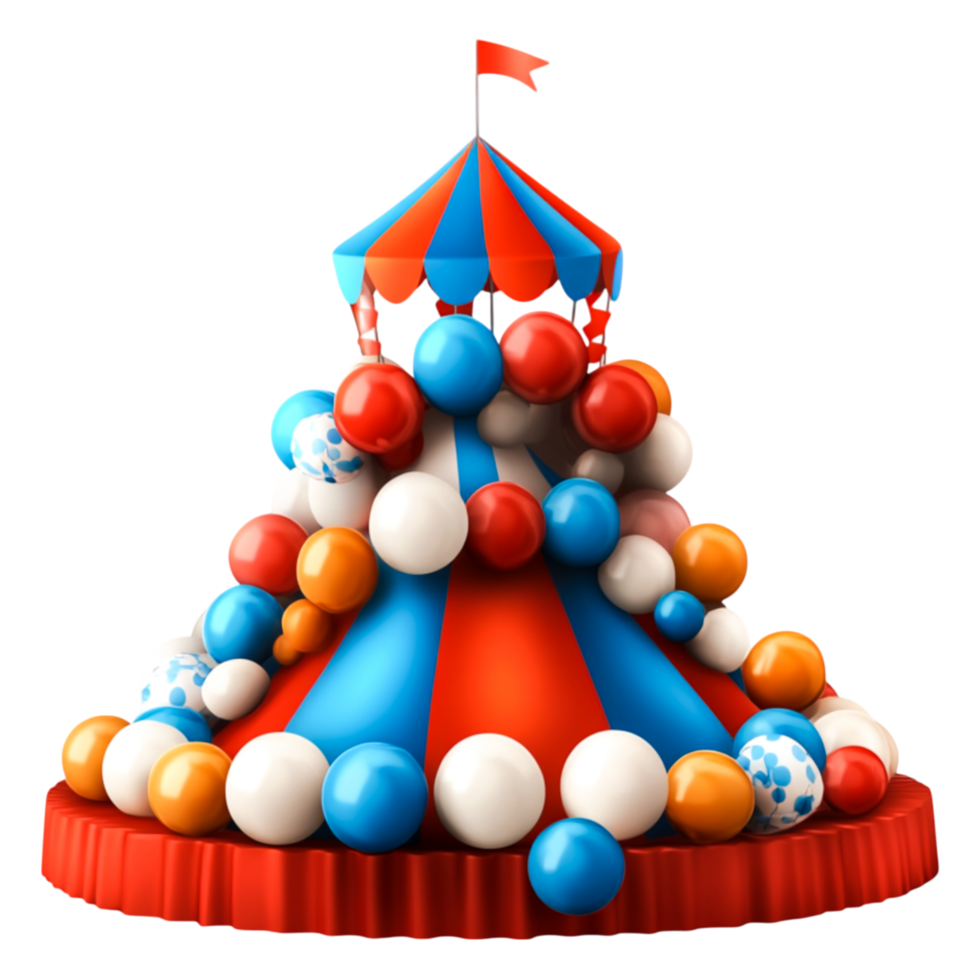 Colorful Carnival Tent Surrounded by Playful Bouncing Balls png