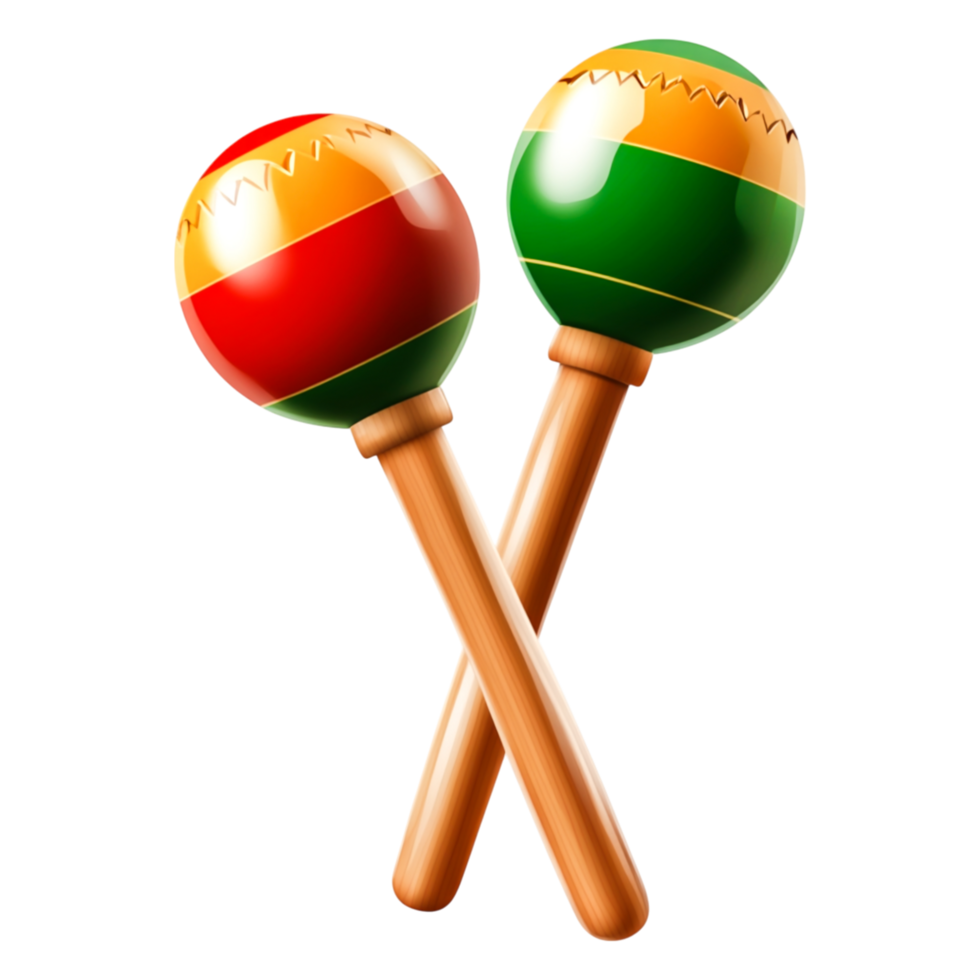 Colorful Traditional Maracas Instrument with Wooden Handles png