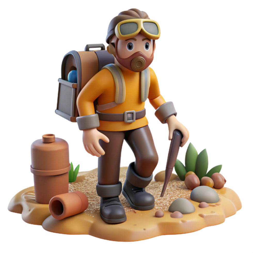 3D Render of a Traveler Exploring a Desert Landscape png