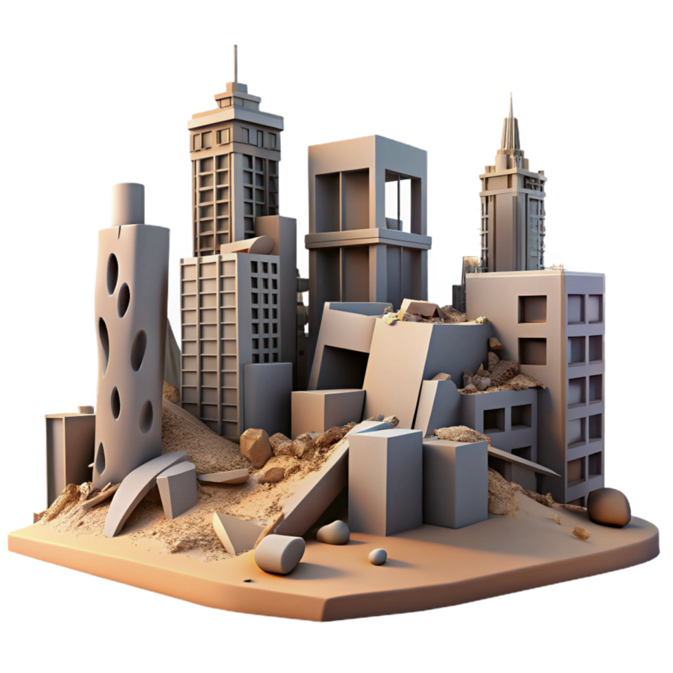 Urban Destruction A 3D Model of City Ruins png