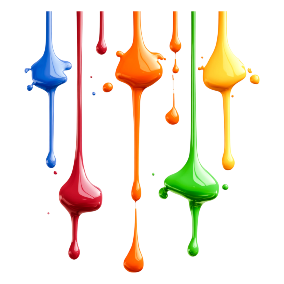 Colorful Paint Drips Isolated on for Artistic Use png