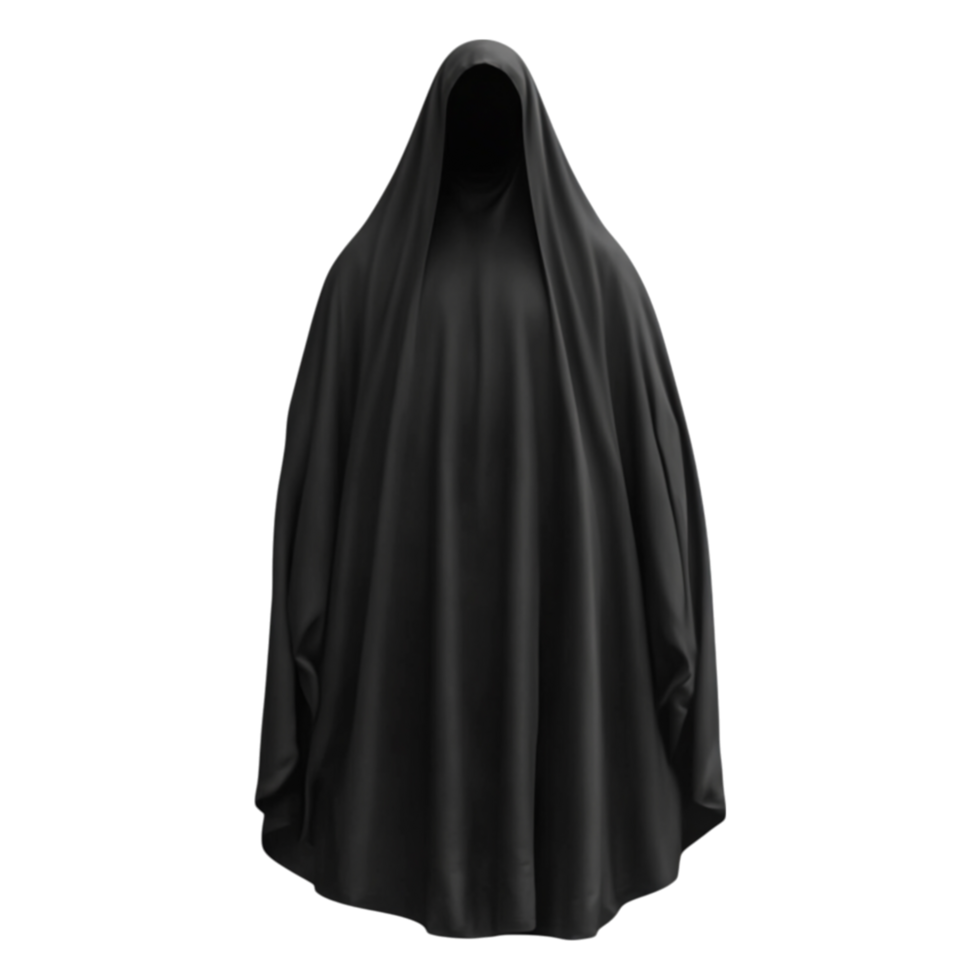 Mysterious Black Cloak Draped Figure in Isolated Background png