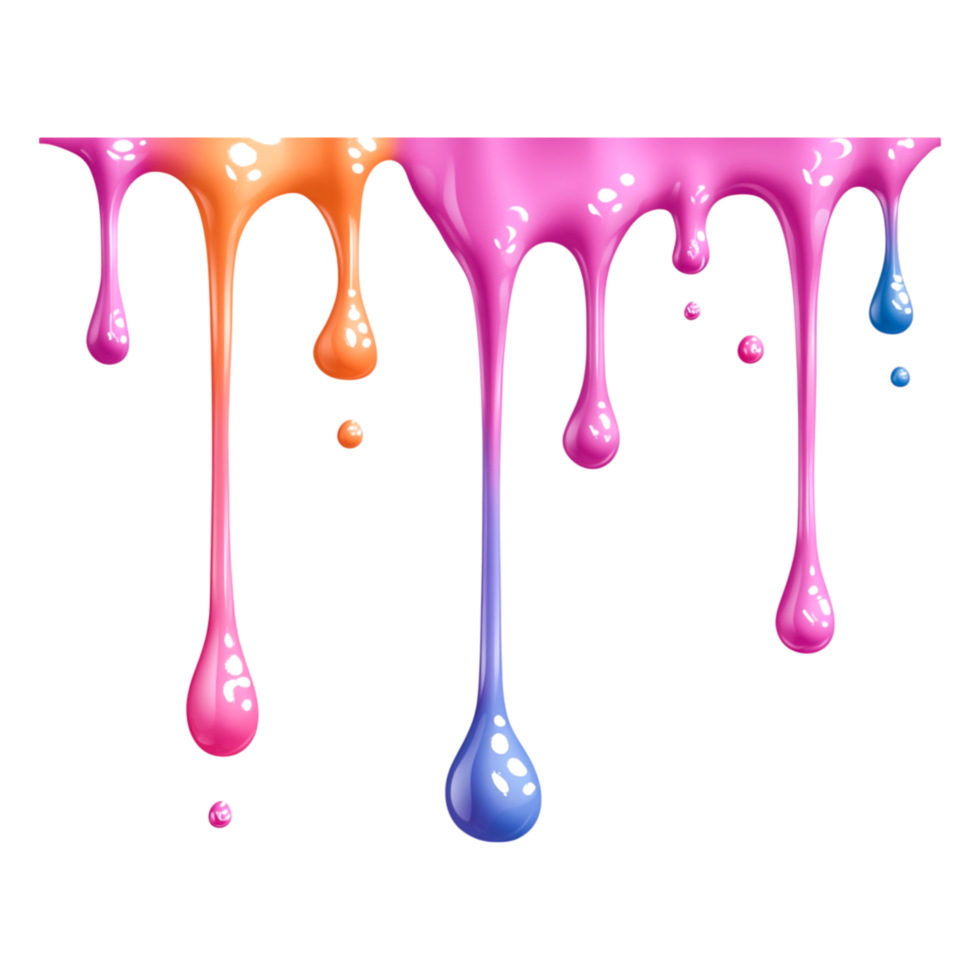 Colorful Paint Drips in Vibrant Shades of Pink, Blue, and Orange png