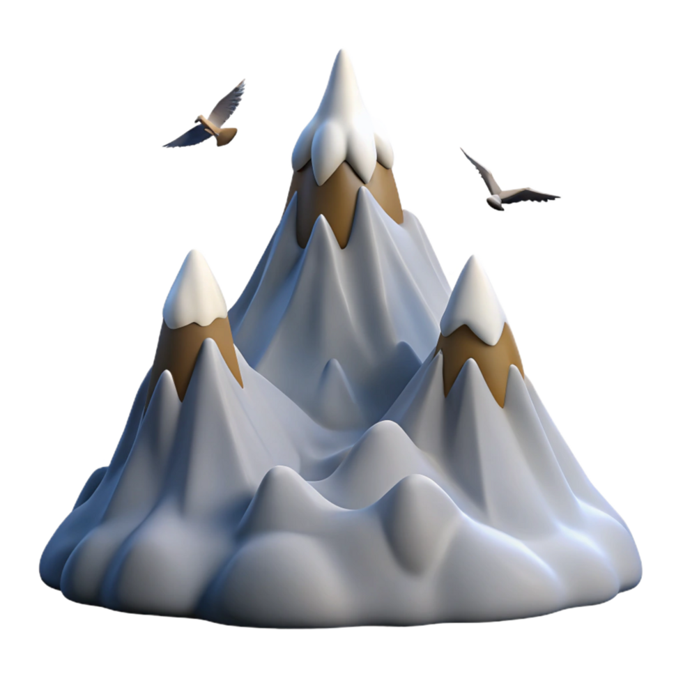 Majestic Mountain Range with Birds in Flight png