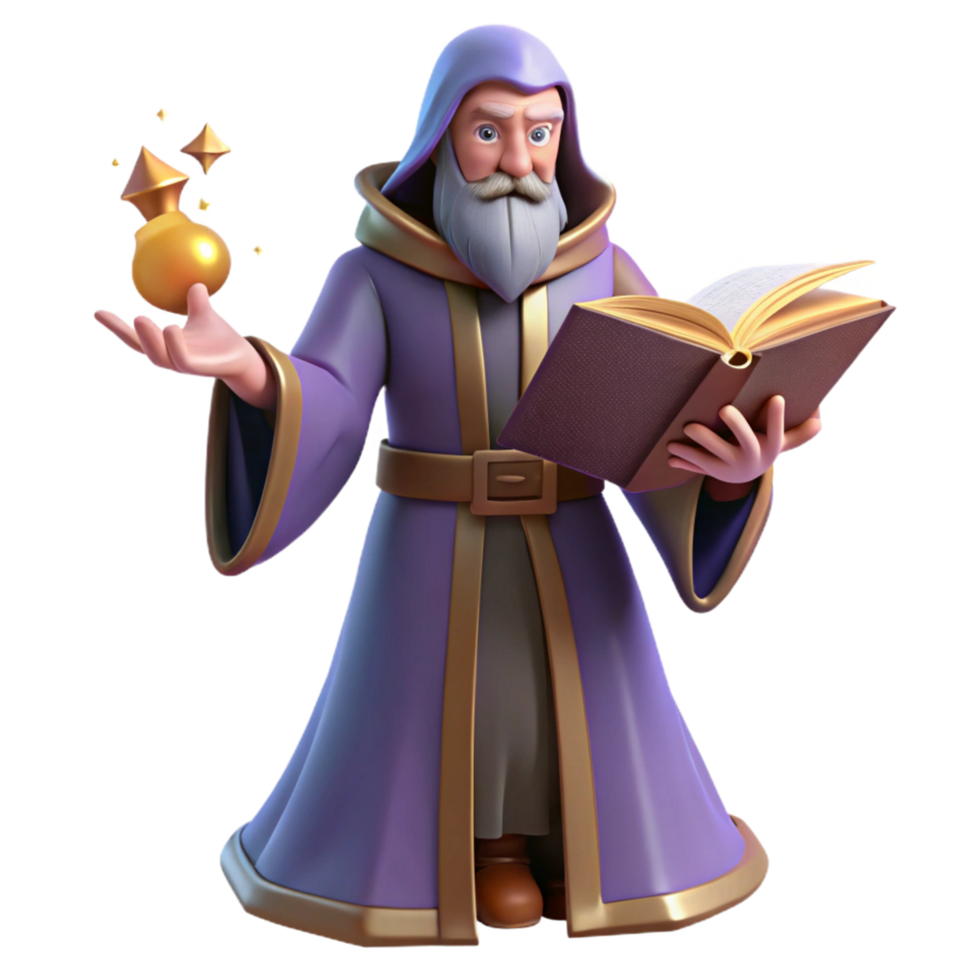 Wise Wizard with Magical Potion and Ancient Book png