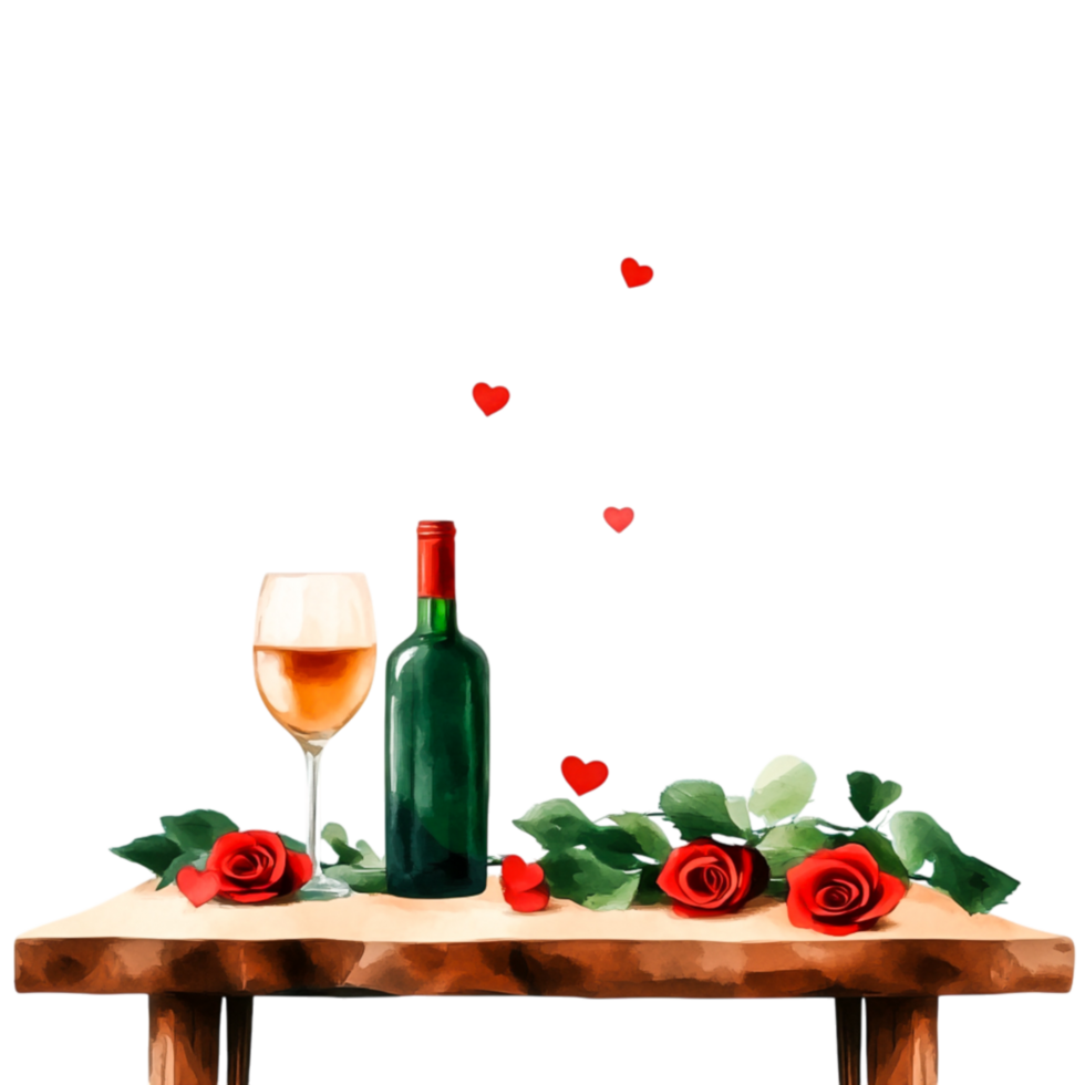 Romantic Table Setting with Wine and Roses for Special Occasions png