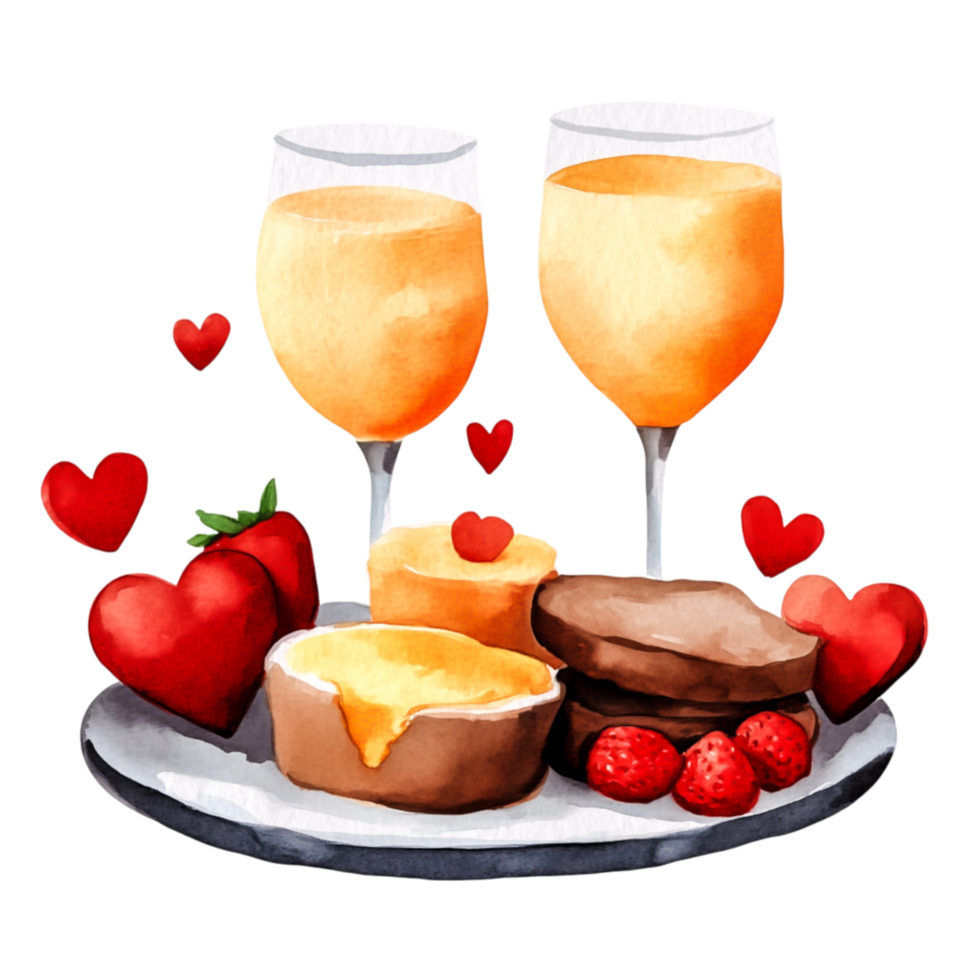 Charming Romantic Dinner with Desserts and Bubbly Drinks png
