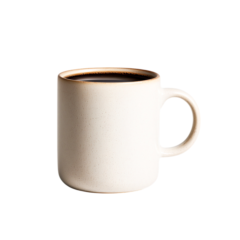 Simple White Coffee Mug with Hot Coffee on a Plain Background png
