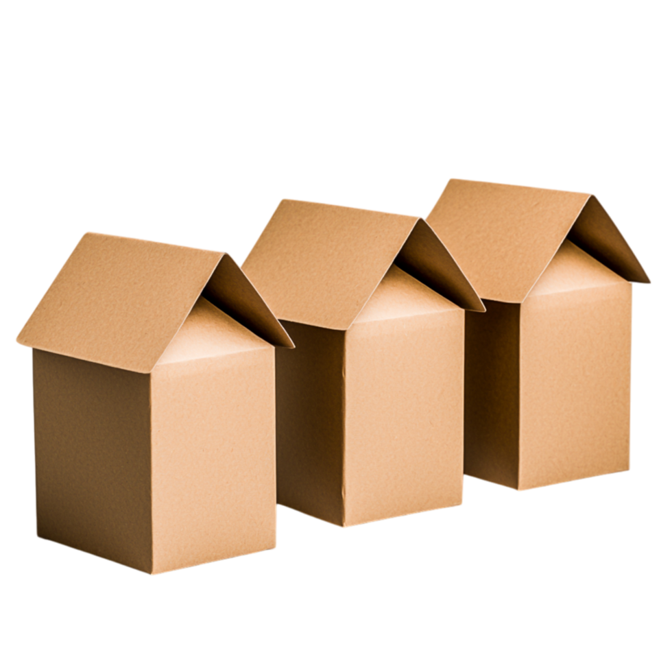 Various Sizes of Open Brown Cardboard Boxes for Packaging Use png