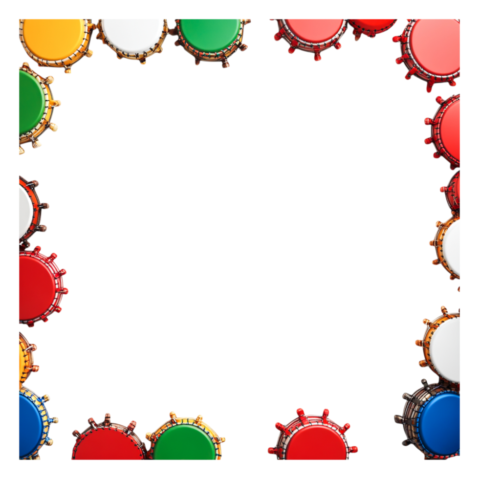 Colorful Bottle Caps Arranged in a Decorative Circular Frame png