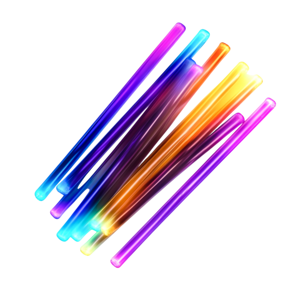 Colorful Light Sticks in Bright Neon Colors on a Dark Background png