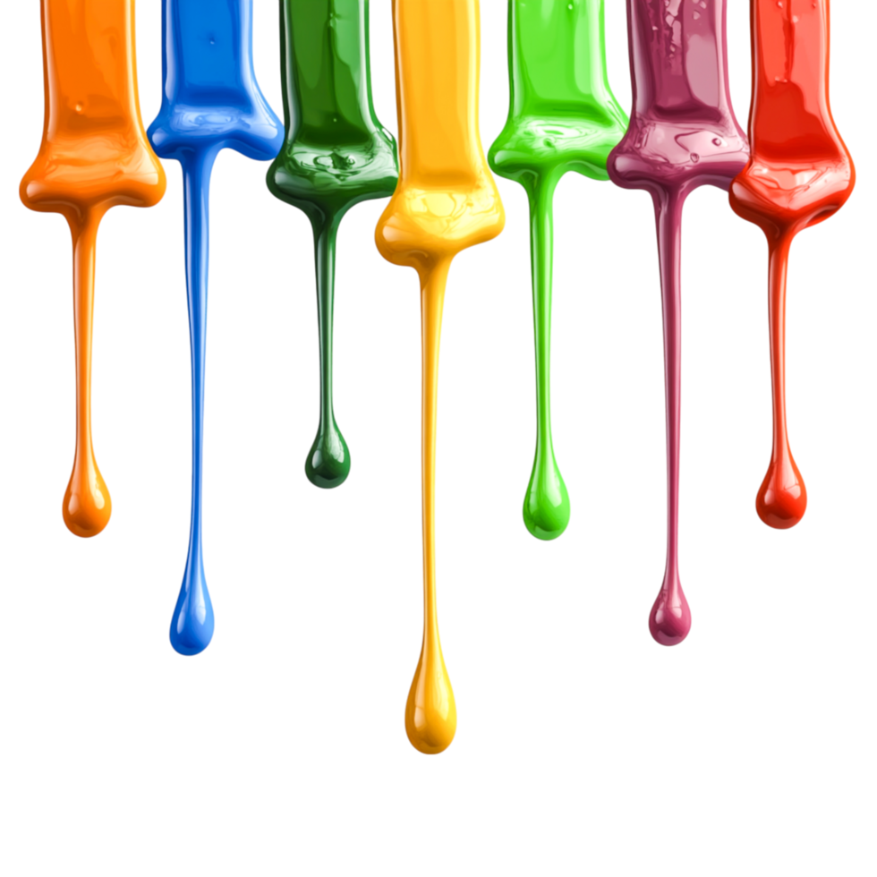 Colorful Paint Drips on Black Background for Artistic Creations png