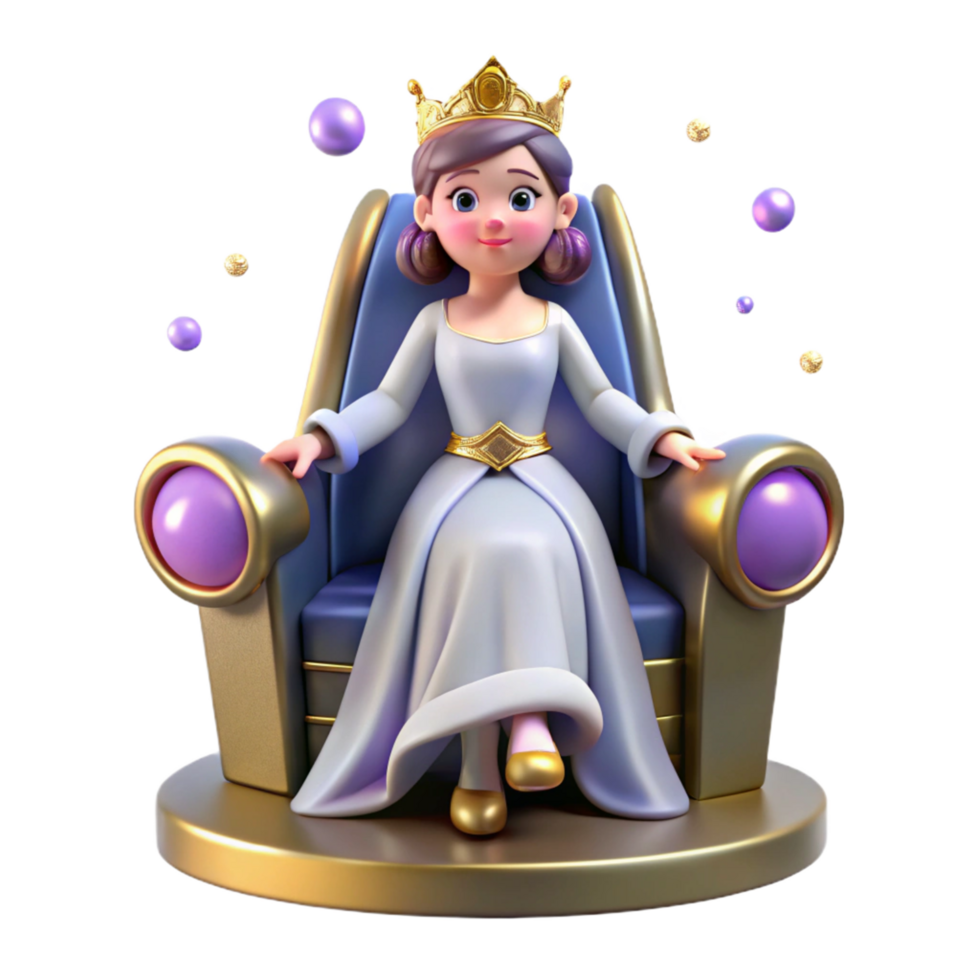 3D Render of a Queen on her Throne with Magical Particles png
