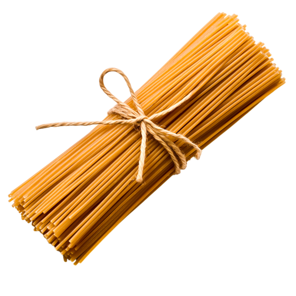 Bundle of Raw Uncooked Pasta Noodles Tied with Twine on png
