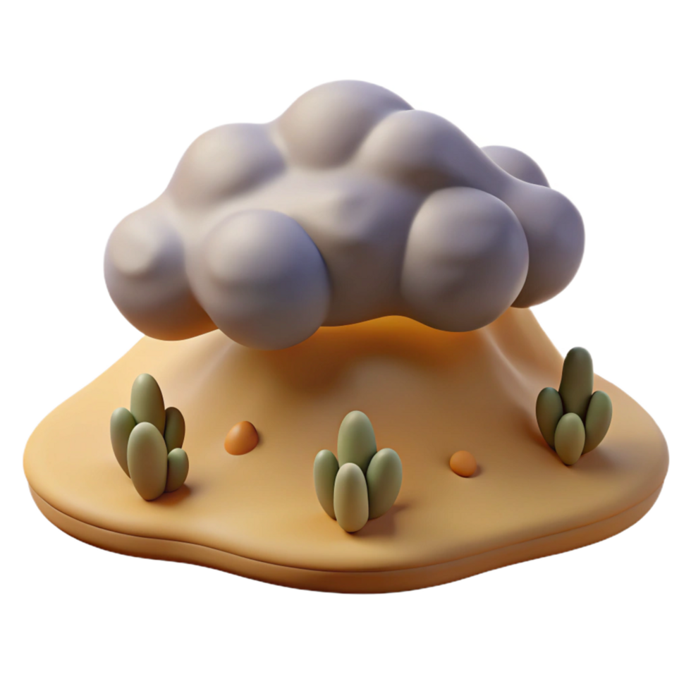 3D Render of Desert Landscape with Cloud png