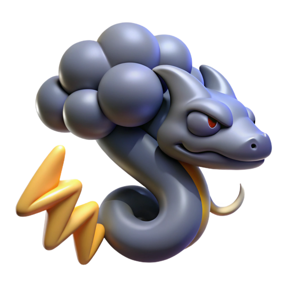 3D Render of a Cute Cartoon Thunder Snake png