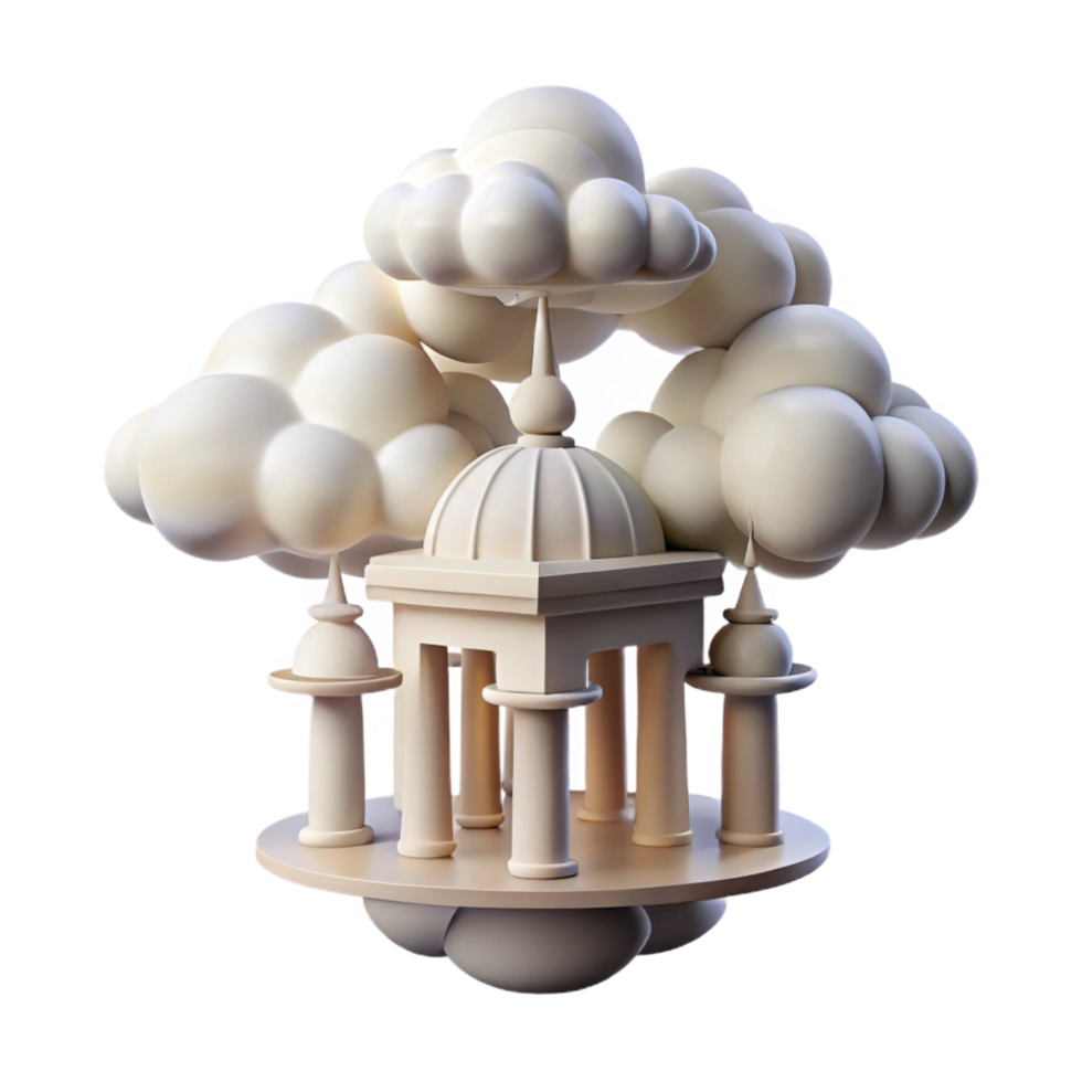 Temple in the Clouds A 3D Render of a Whimsical Structure png