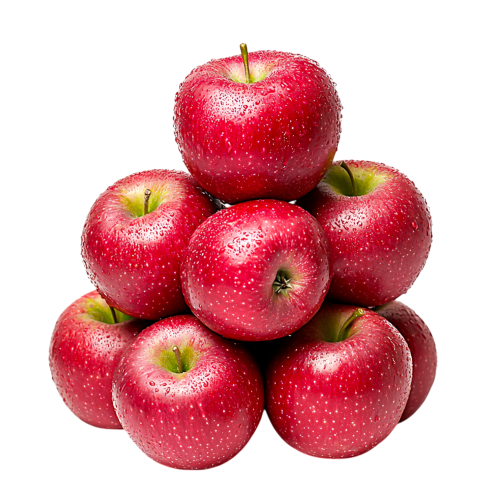 Fresh Red Apples Piled Together with Water Droplets on Surface png