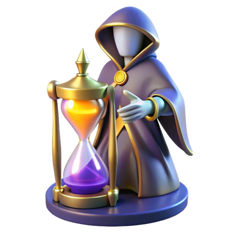 Mystic Hourglass A 3D Render of Time and Magic png