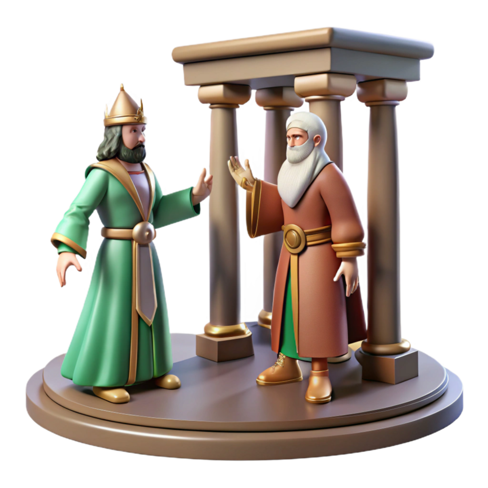 Ancient Figures Meeting at Temple Columns png