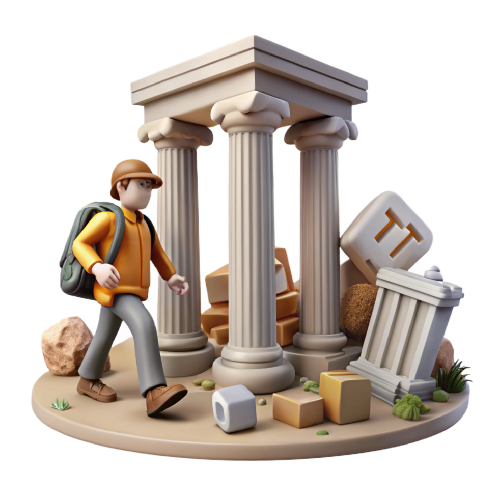 Exploring the Ruins A 3D Render of an Ancient Civilization's Demise png