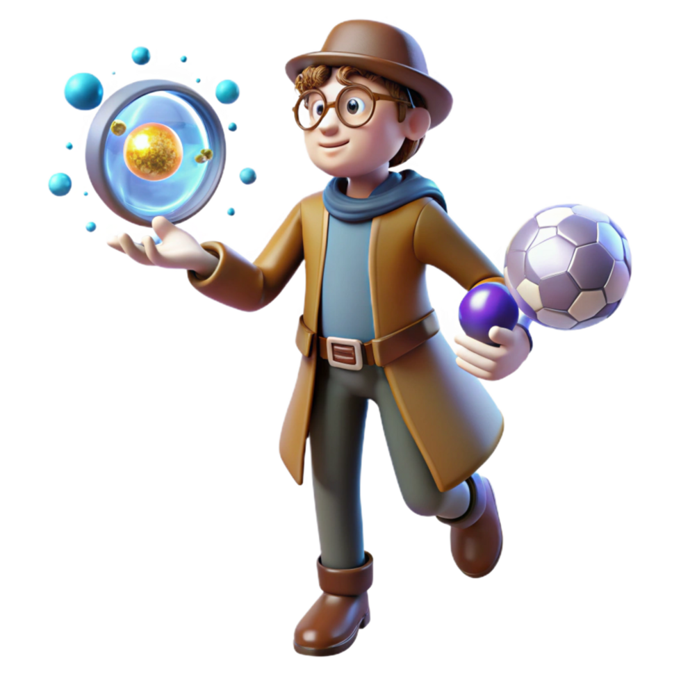 Atom, Sphere, and Soccer A 3D Animated Adventure png