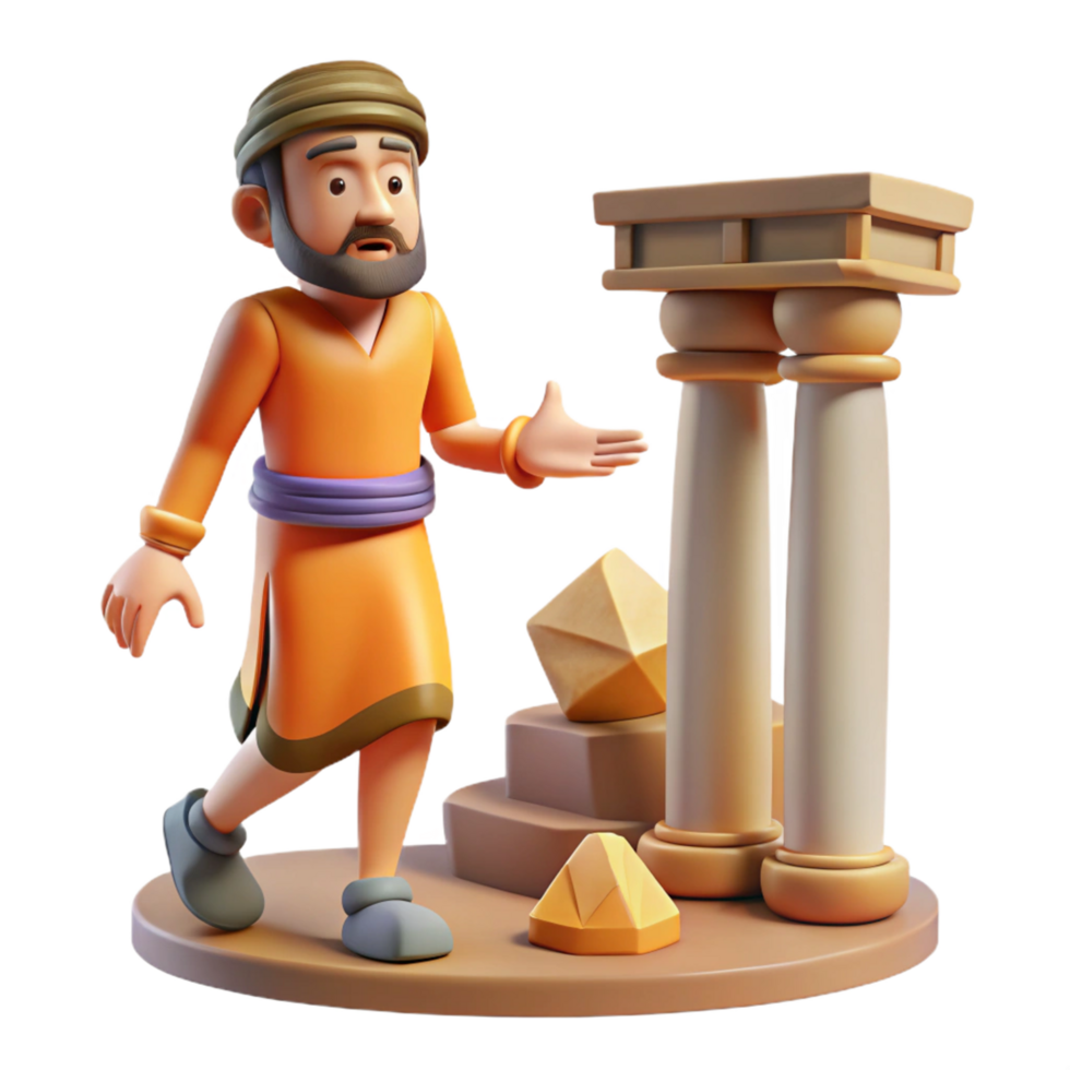 3D Render of a Person Discovering Ancient Gold png