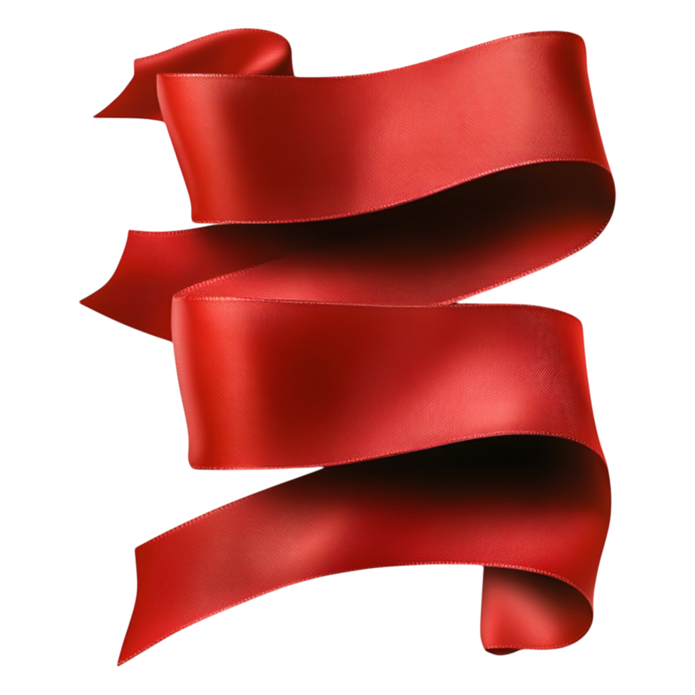 Elegant Red Satin Ribbon with Soft Curves and Draping Effects png
