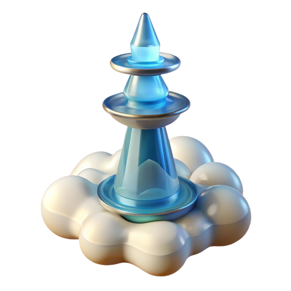 Abstract Tower on Cloud 3D Render of Futuristic Structure png