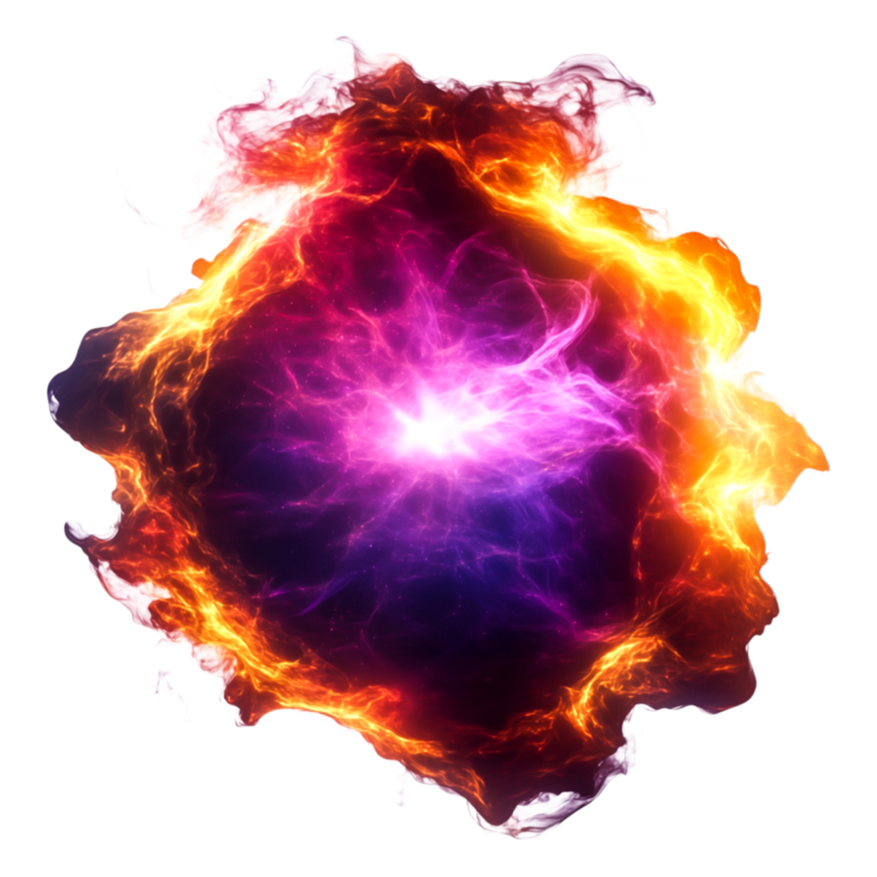 Colorful Energy Explosion with Flames and Stars in Cosmic Background png