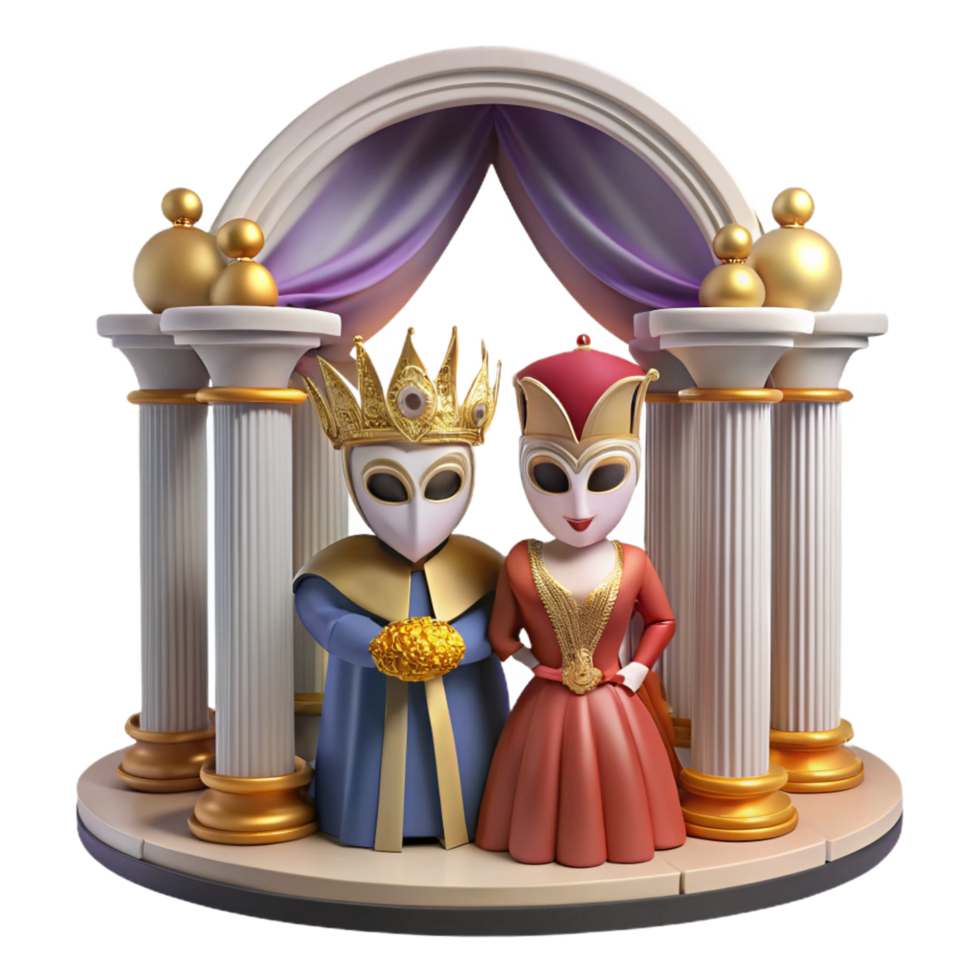 Royal Couple 3D Render of King and Queen in Architectural Setting png
