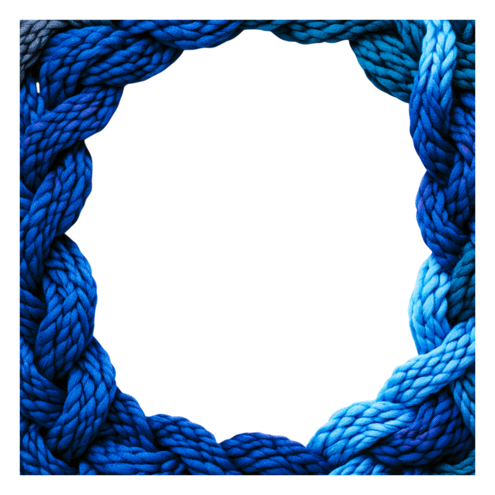 Blue Twisted Rope Circular Frame on Black Background for Design png