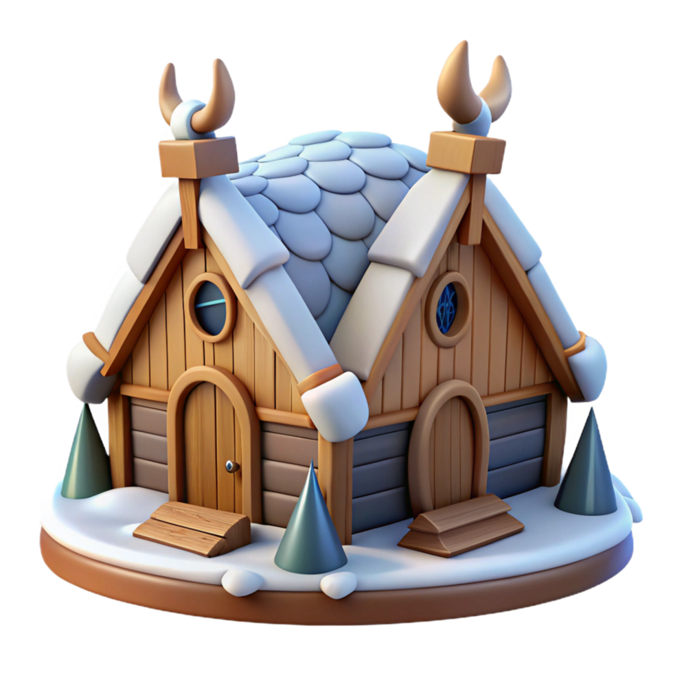 Enchanted Winter Cabin 3D Model of a Cozy Wooden House png