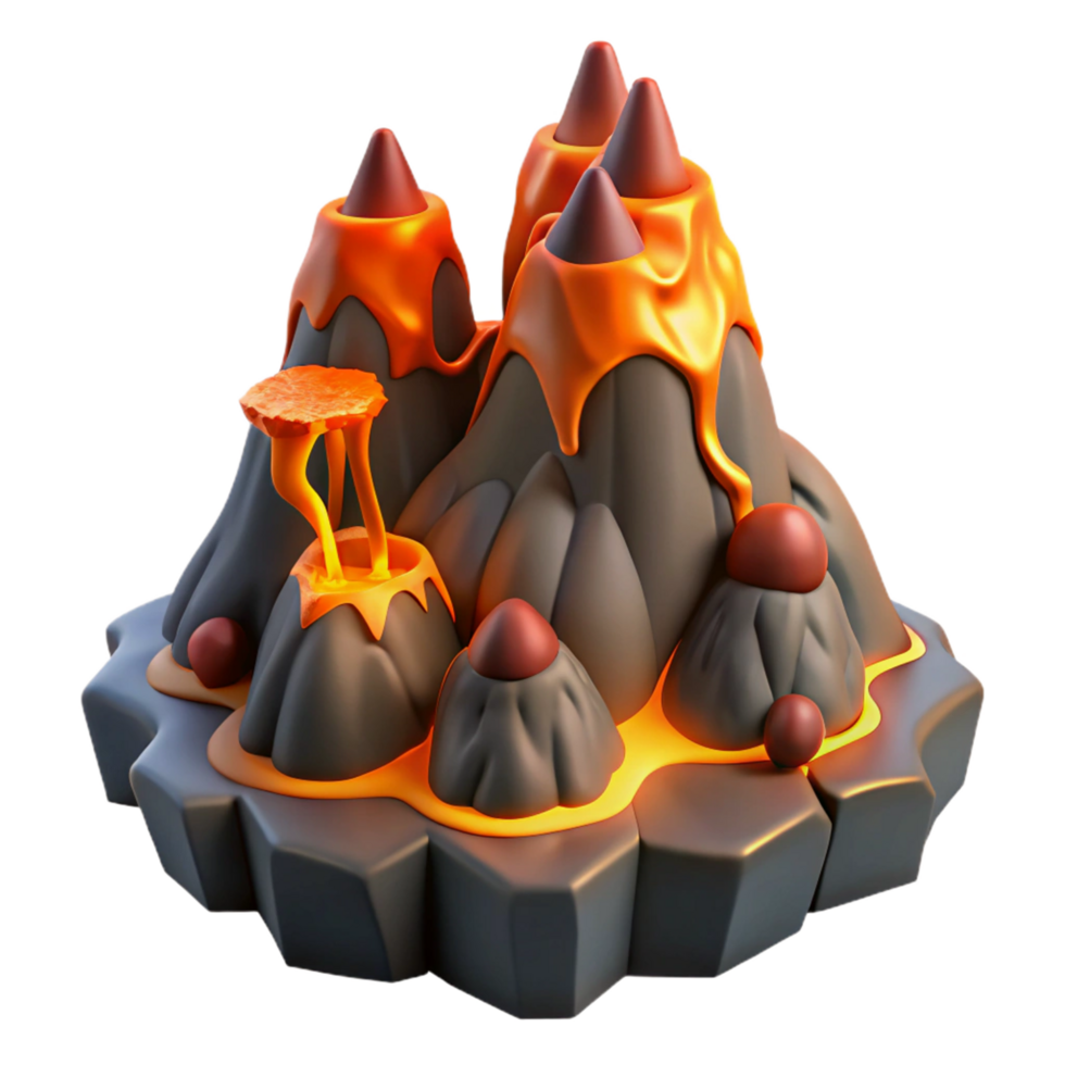 Volcanic Island 3D Model Stylized Lava Landscape png