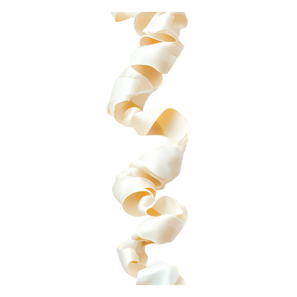 Elegant Twisted Ribbon in Soft Cream Color on Transparent Background png
