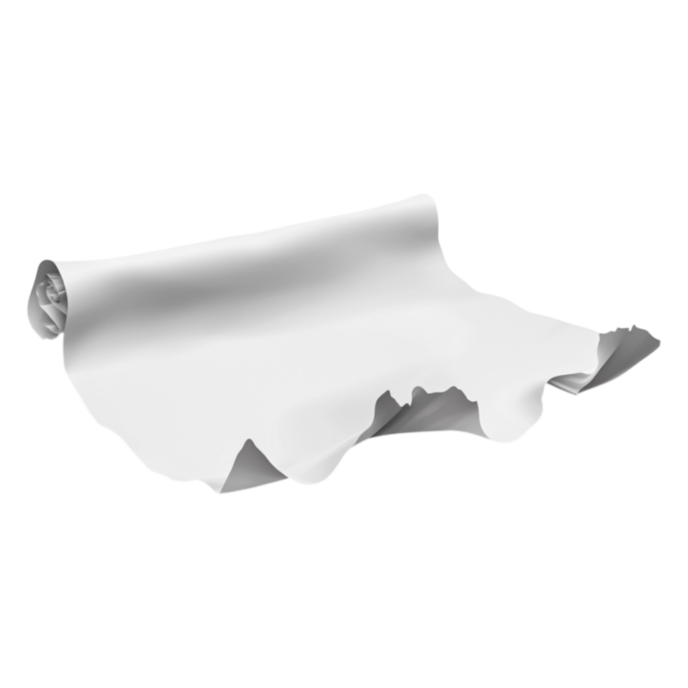 White Crumpled Paper Sheet with Textured Surface and Shadows png