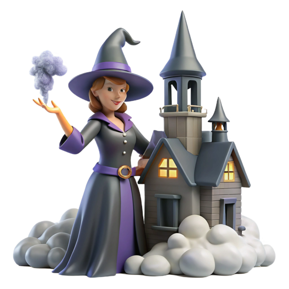 Enchanted Witch House 3D Render of a Magical Scene png